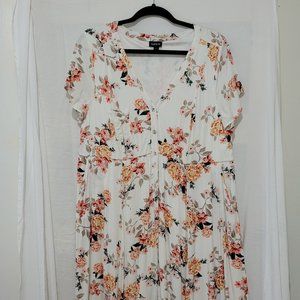 Torrid Ivory Floral Challis Mini Shirt Dress